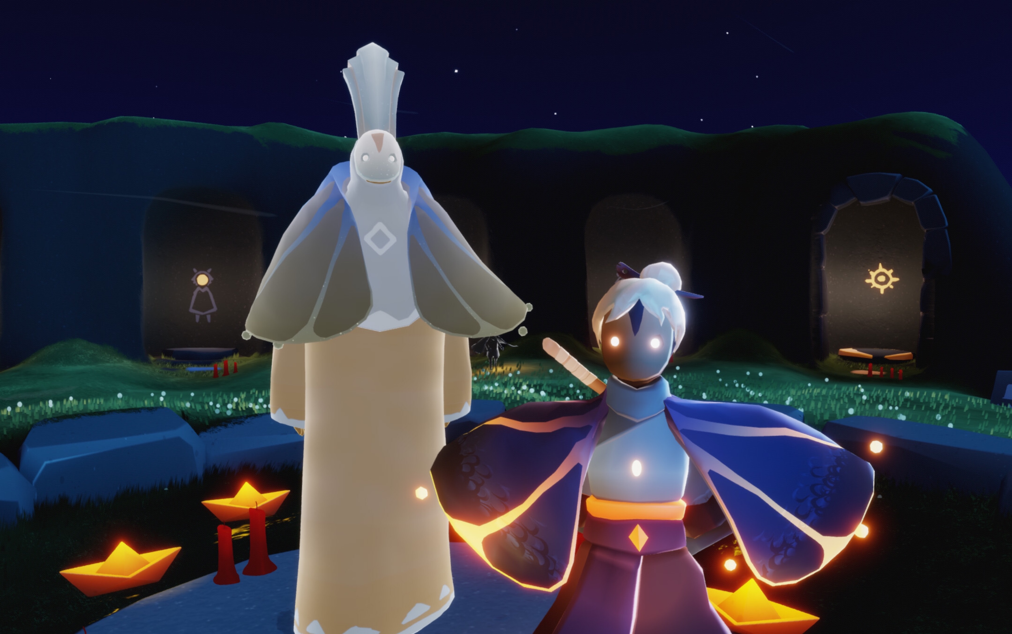 10月8号光遇复刻追光者先祖小灯泡斗篷追光者面具嘘声安静勿扰动作小