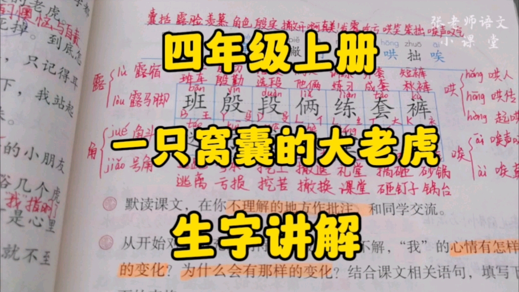 四年级上册:《一只窝囊的大老虎》生字讲解,着重把握多音字的用法!哔哩哔哩bilibili