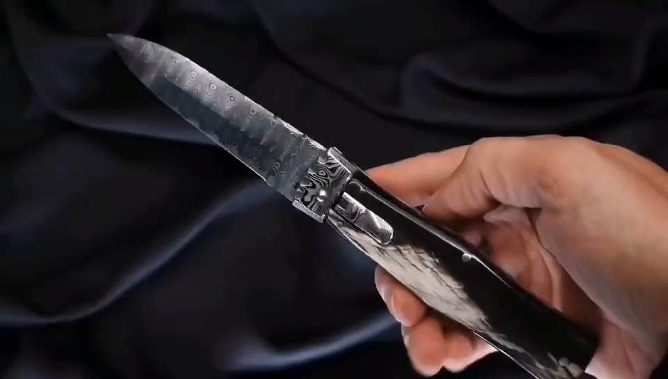 捷克 mikov 麦克罗 掠食者美洲虎大马士革刃 水牛角柄侧跳