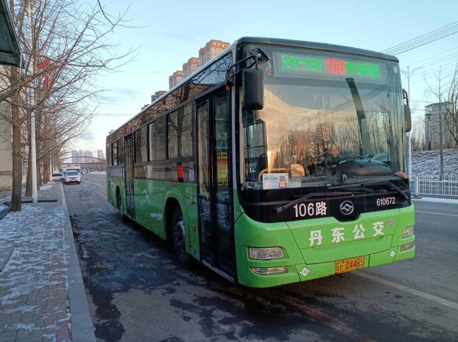 【丹东公交】106路黄海dd6129b30车型绝版前方展望视频