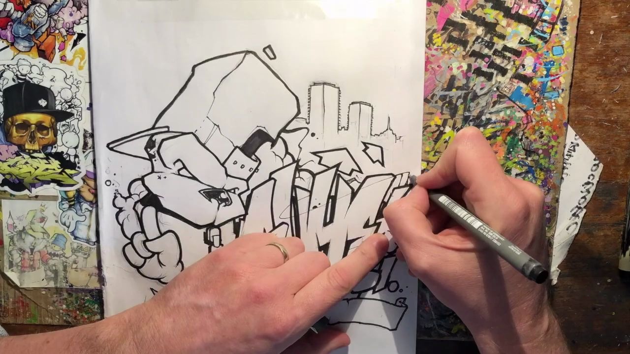 涂鸦手稿Graffiti blackbook black and white timelapse for SHY131 by CUTE哔哩哔哩bilibili