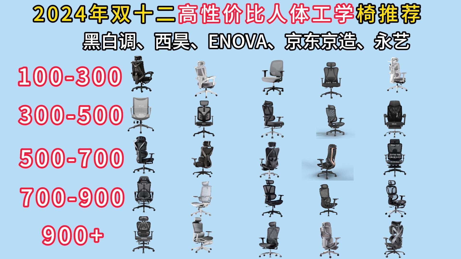 【2024年双十二人体工学椅推荐】最新26款办公椅、电脑椅、人体工学椅推荐,游戏党上班族必备!西昊/京东京造/黑白调/ENOVA/骁骑等知名品牌!哔哩...