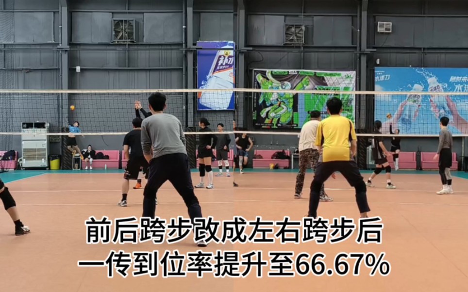 前后跨步改成左右跨步后,一传到位率提升至66.67%