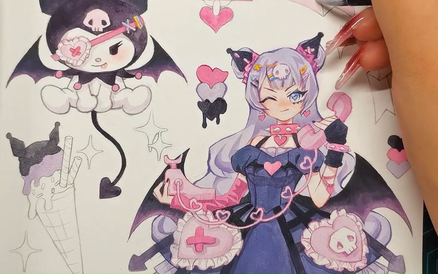 拖了一年的 库洛米拟人【不透明水彩】