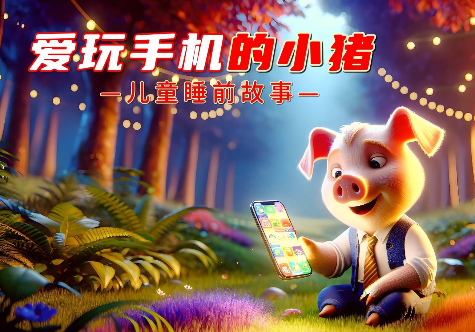 儿童故事《爱玩手机的小猪》3-6岁儿童睡前故事,有声绘本故事