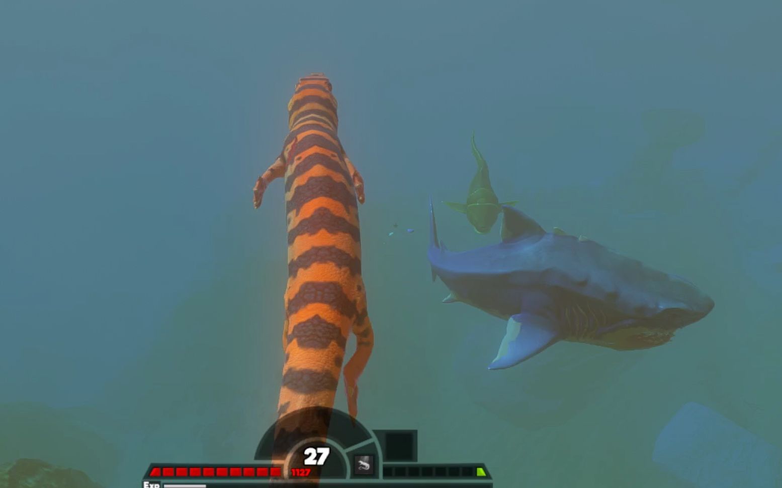 海底大猎杀:鱼龙想咬崖蜥 没想到崖蜥攻击这么高 被反杀了