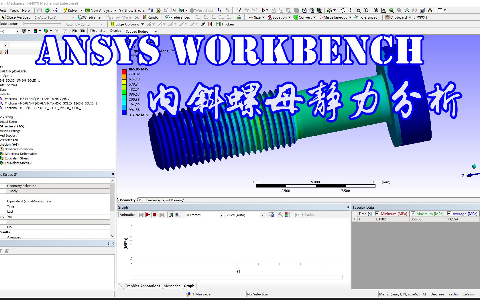 【静力分析】Ansys WorkBench “等强度”螺纹联接之内斜螺母静力分析哔哩哔哩bilibili