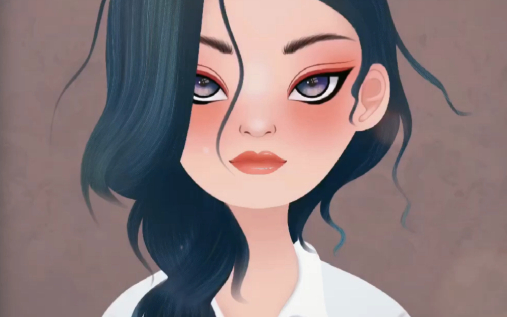 手绘卡通欧美女孩