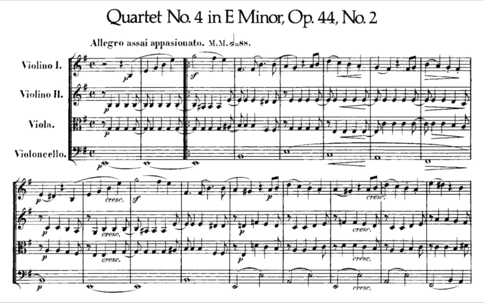 [图]【总谱】 门德尔松 Felix Mendelssohn 第四弦乐四重奏 String Quartet No. 4 in E minor, Op. 44 No.2