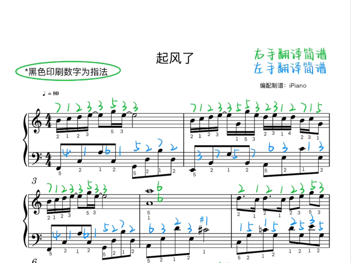 《起风了》翻译简谱+指法哔哩哔哩bilibili