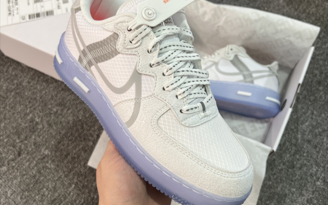 【发货实拍】nike air force 1 react qs light bone 骨白 冰蓝