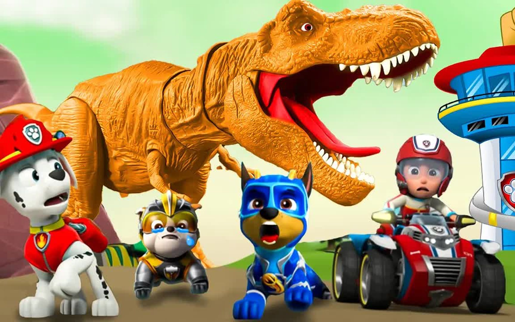 恶魔博士闯入基地偷取恐龙蛋,汪汪队展开自卫反击战