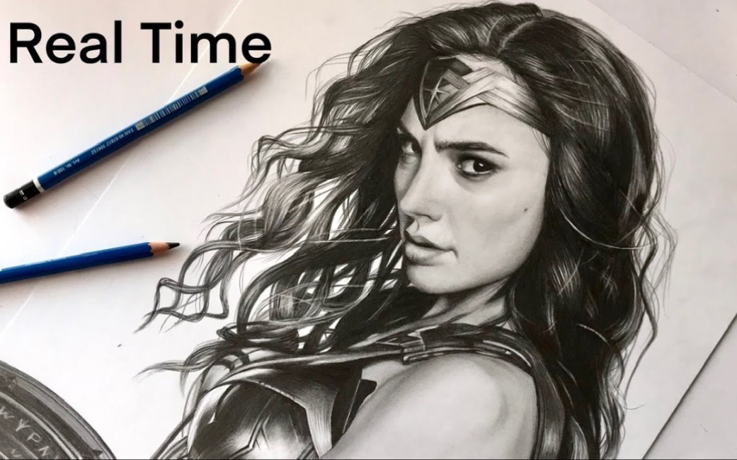 素描joannavu教你用铅笔绘画逼真神奇女侠合集