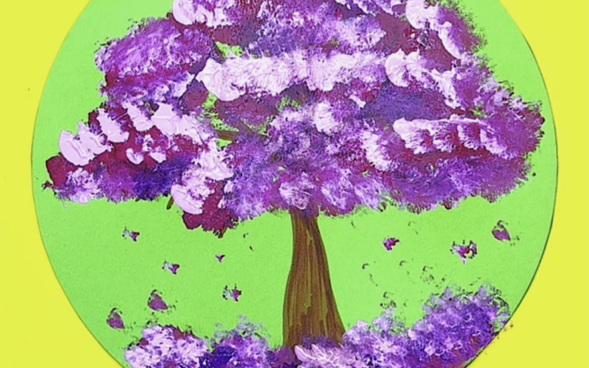 纸巾画:纸巾揉成团 粘上颜料就能画樱花了