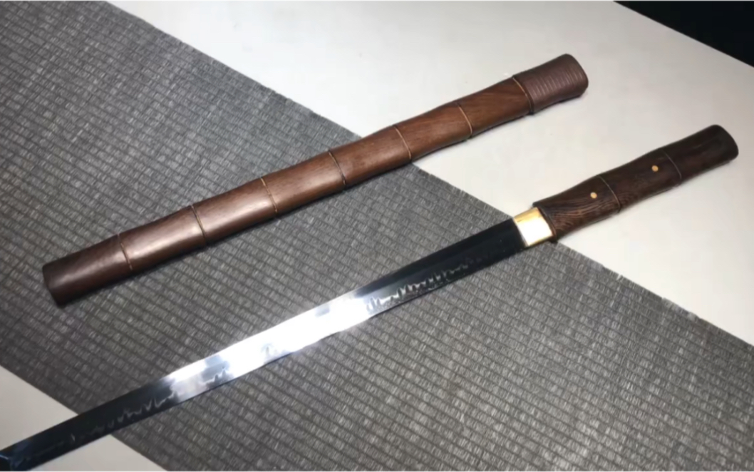 竹节花梨木覆土烧刃中款唐横刀唐刀