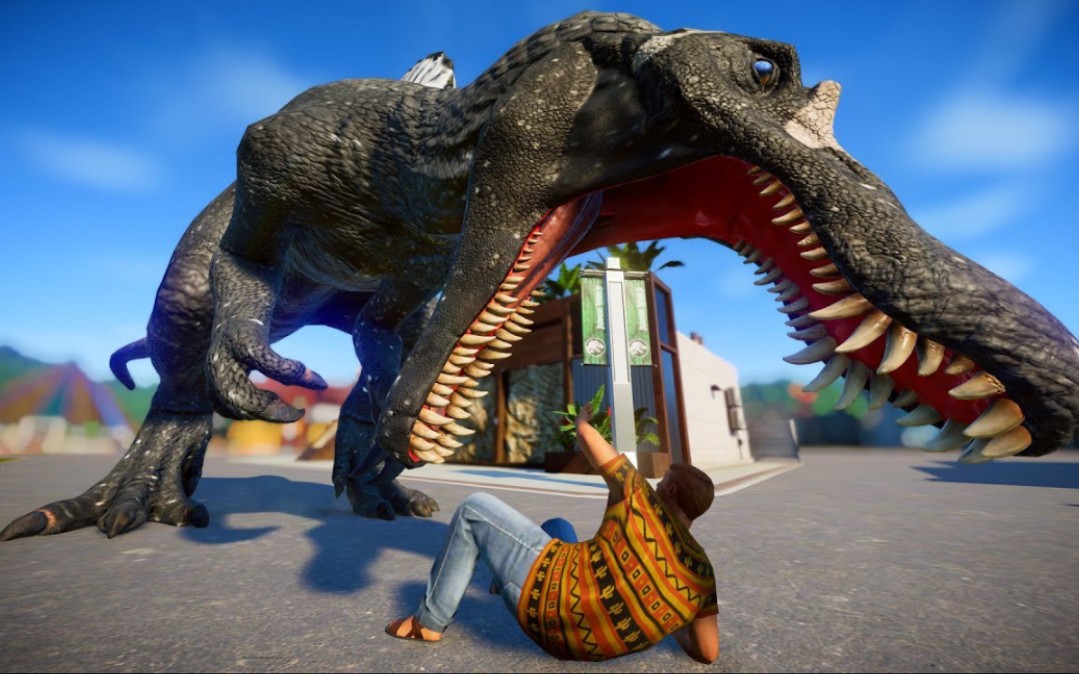 恐龙大乱斗侏罗纪世界进化棘龙巨兽龙与三角龙的突围与战斗高清1080p