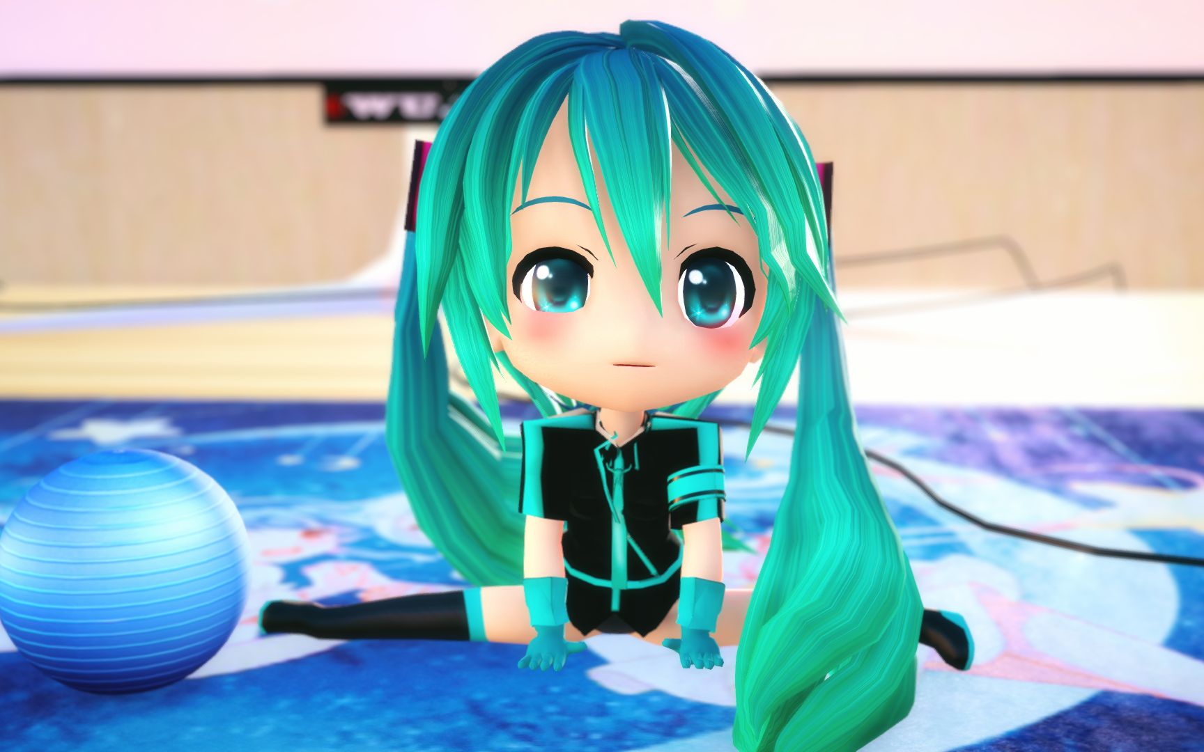 卖萌向mmdq版初音与平衡球呐给你表演个劈叉哦