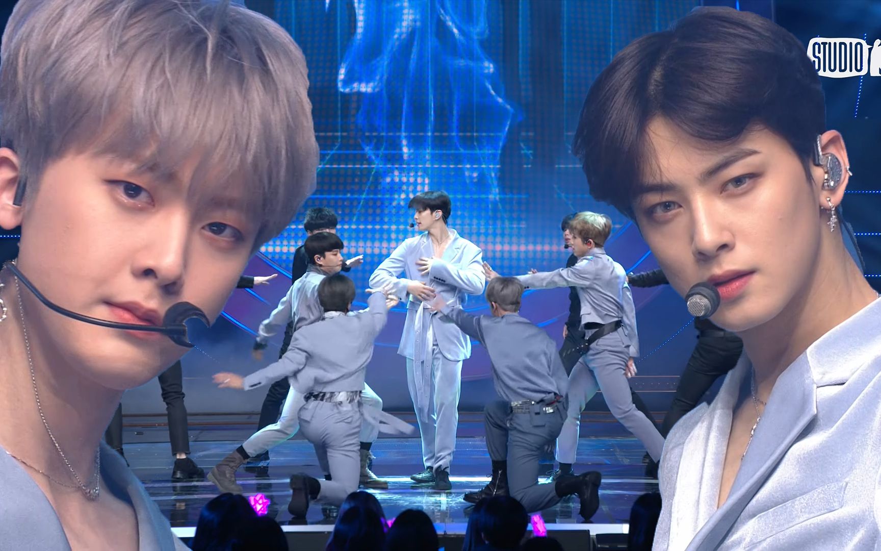 【astro】blue flame - 直拍 vs 现场 191220 音乐银行_哔哩哔哩 (゜