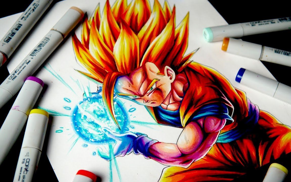 手绘龙珠画一个悟饭从1分09秒开始加细节