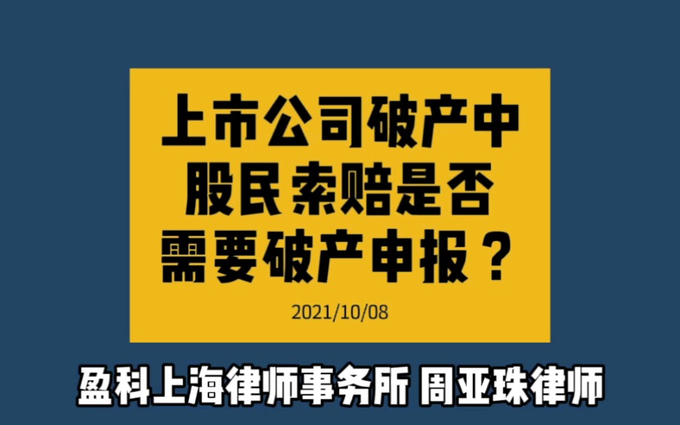 上市公司破产,股民是否需要债权申报哔哩哔哩bilibili