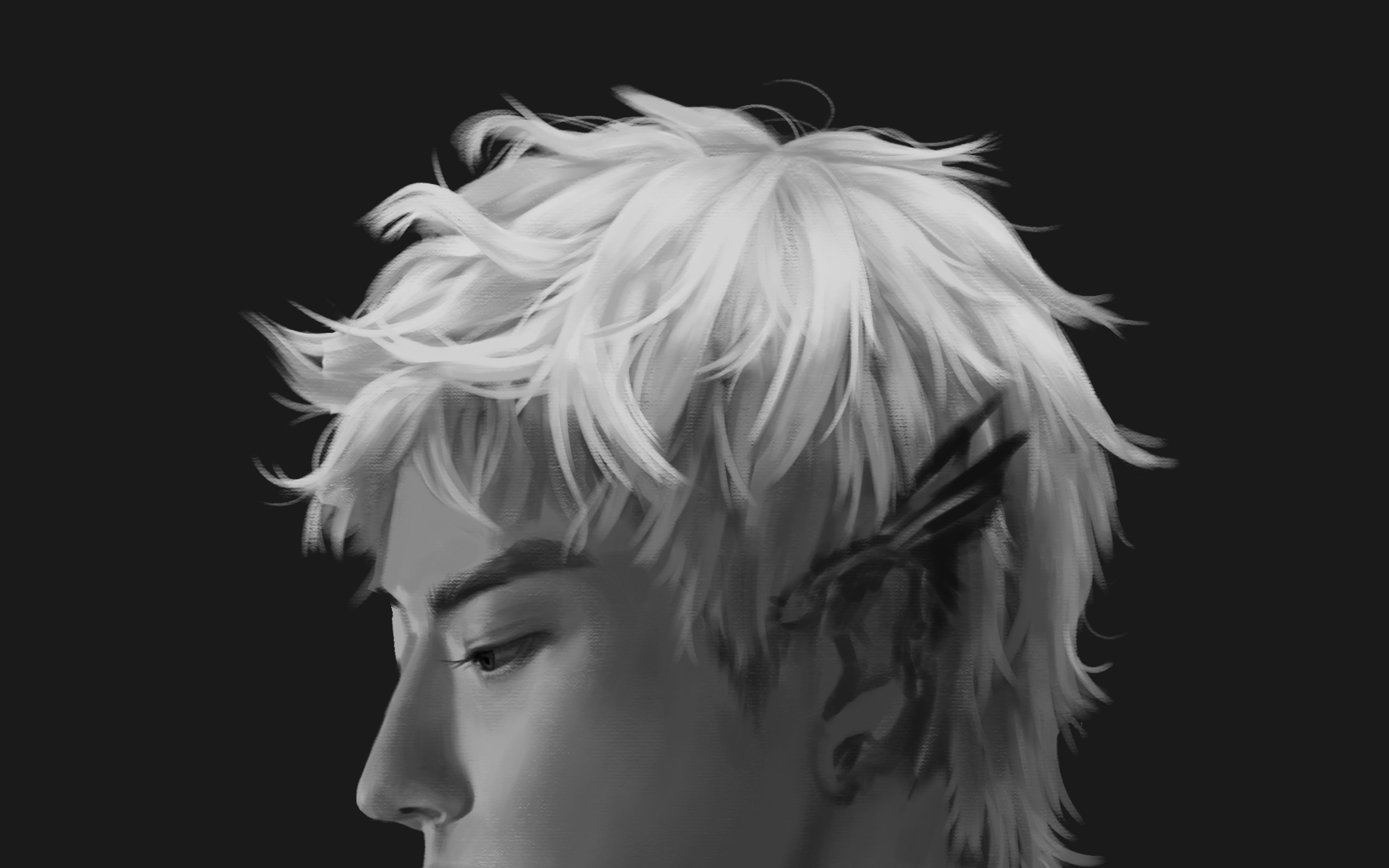 【板绘厚涂】头发绘画过程原速 脸画丑了所以画头发 结果画布放太大