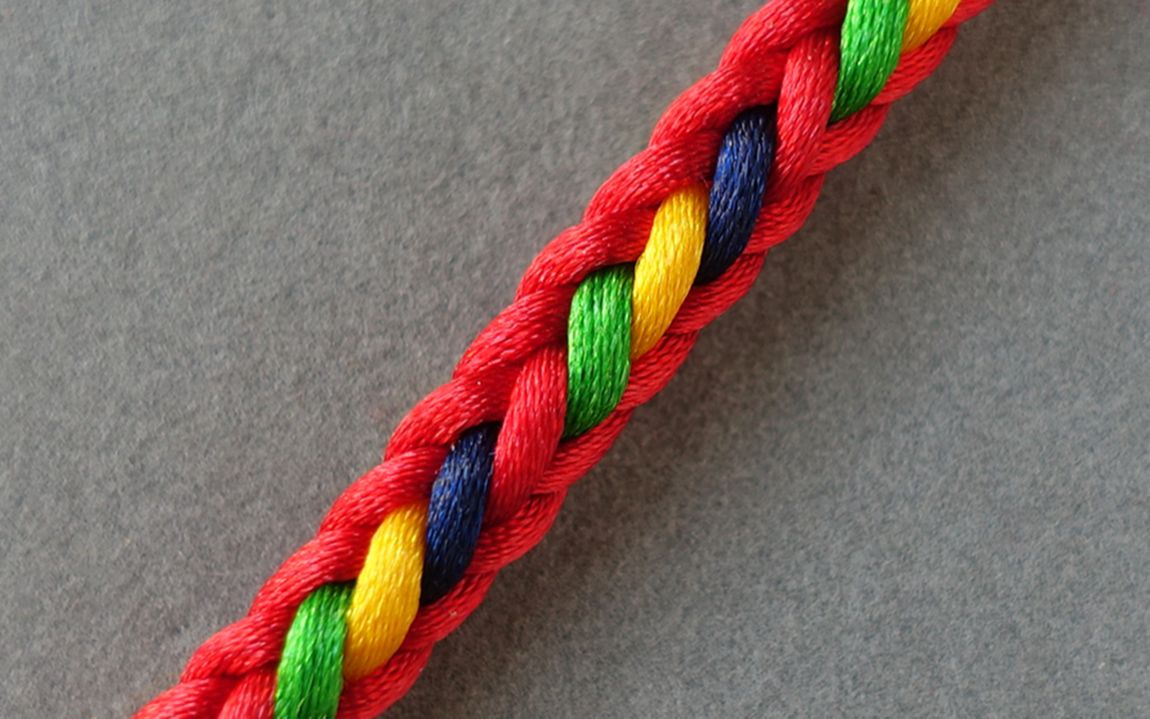 09八股辫 方形~素绳记手工diy红绳教程~中国结基础绳结