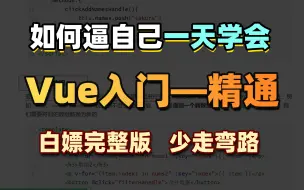 Скачать видео: 【2024最新】一天学会Vue3！从入门到精通(基础+进阶+案例）零基础小白也能听得懂，写得出，web前端快速入门教程_vue入门教程