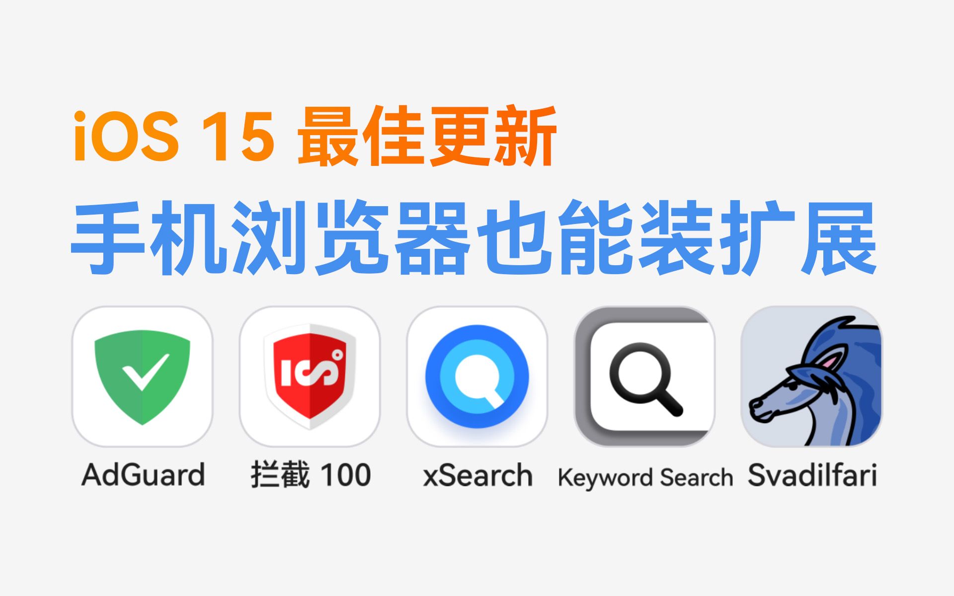 手机上的 Safari 也能装扩展了! iOS 15 Safari 扩展推荐 | 广告拦截、快速搜索、手势操作哔哩哔哩bilibili