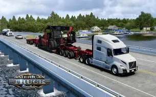 Download Video: 《美洲卡车模拟》运输一台54吨的原木堆料机到林中的伐木场 | American Truck Simulator