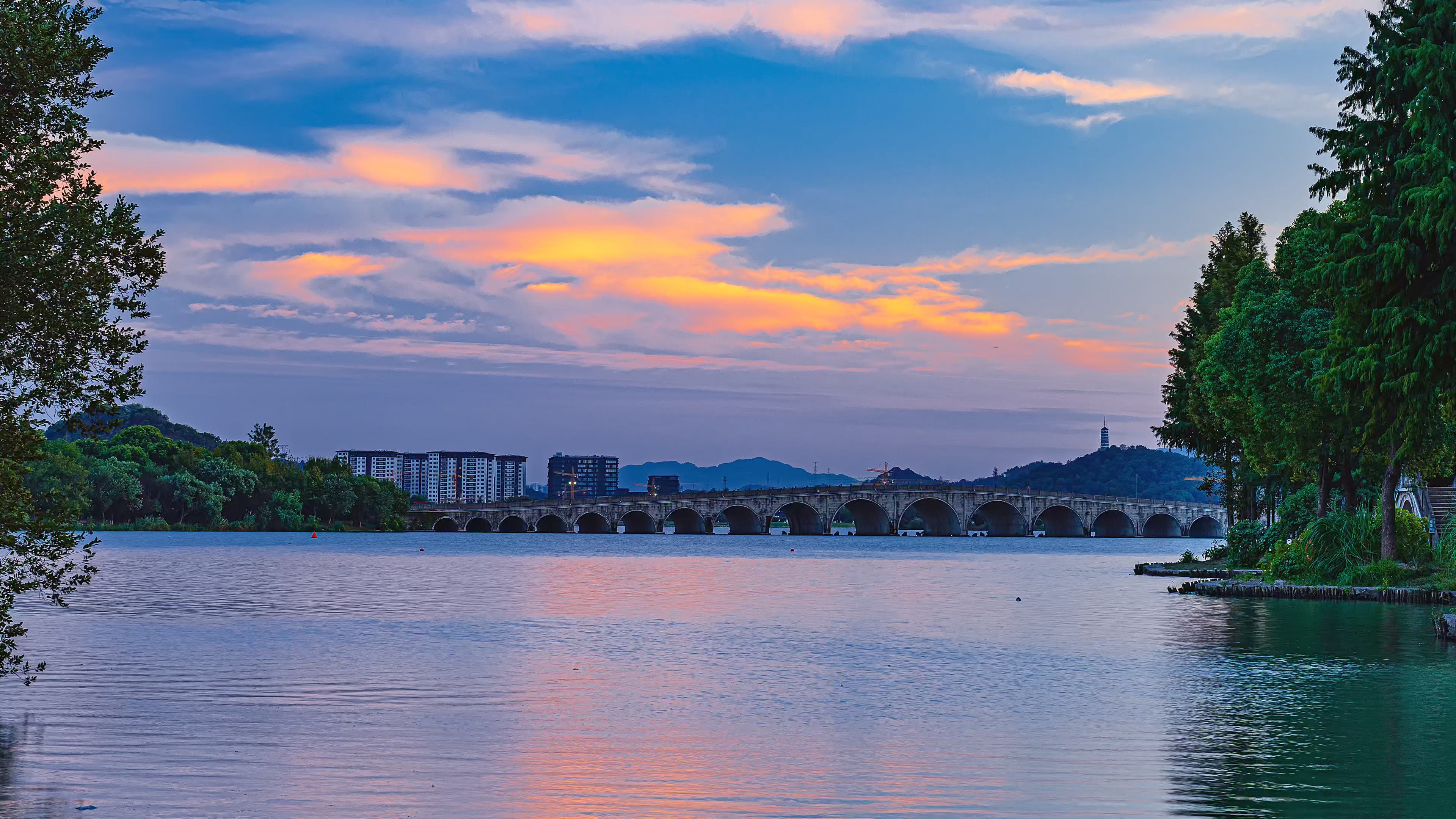 杭州湘湖落日-2022年十月初
