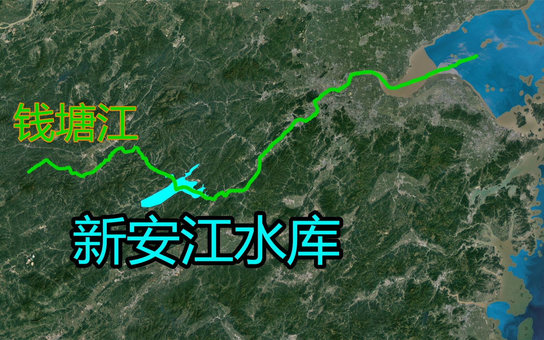 三维地图看新安江水库,华东最大水库,农夫山泉水源地