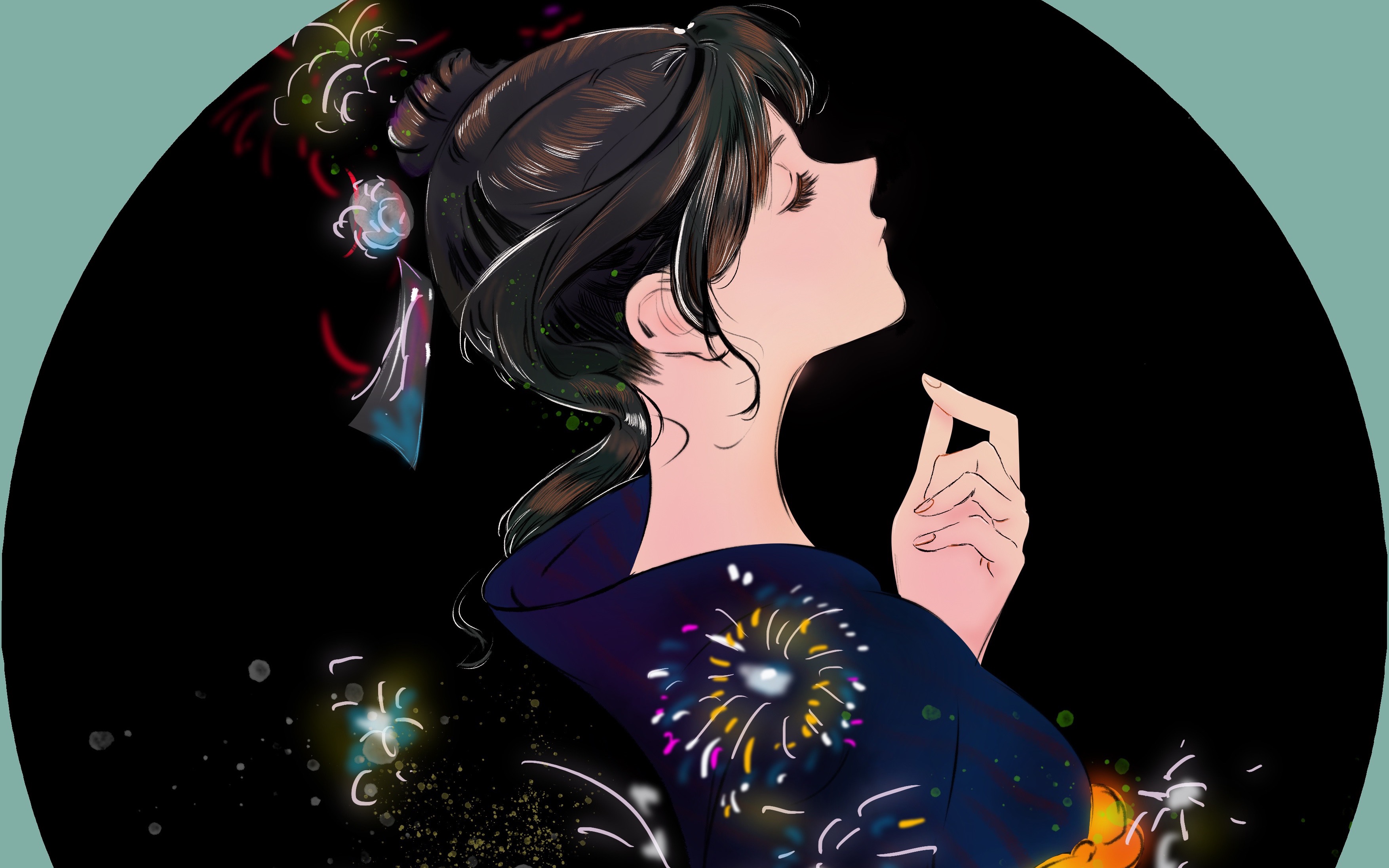 动漫插画 ps手绘过程 手绘板板绘