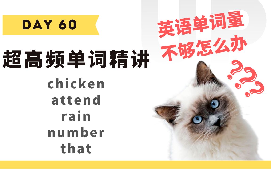 英语单词精讲Day 60 – chicken, attend, rain, number, that哔哩哔哩bilibili