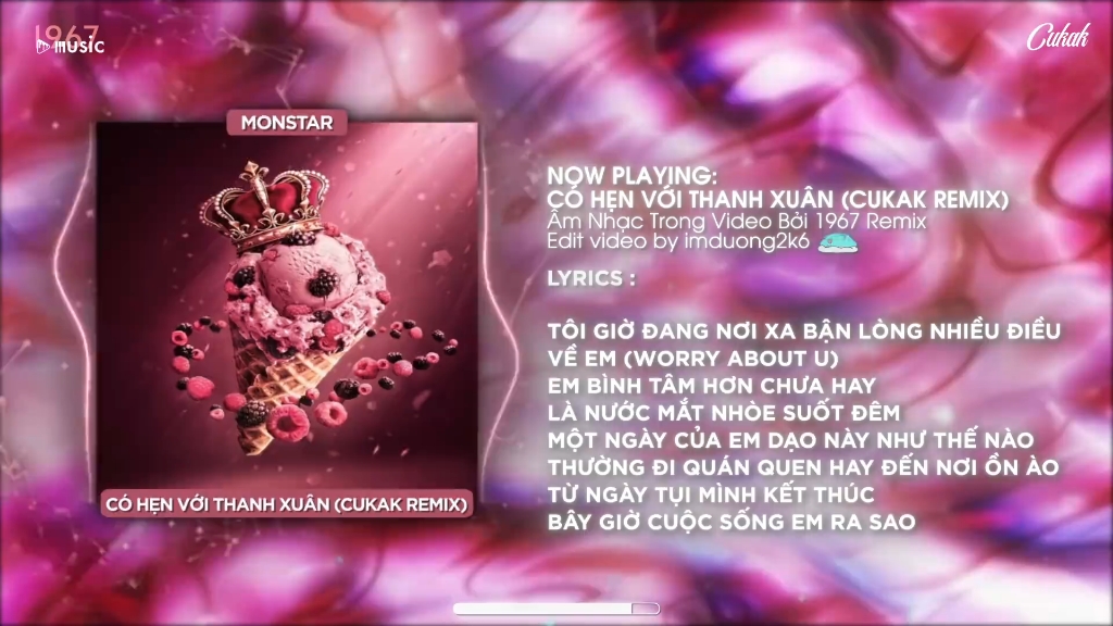 [图]Có Hẹn Với Thanh Xuân - Monstar [Cukak Remix] / Audio Lyrics Video