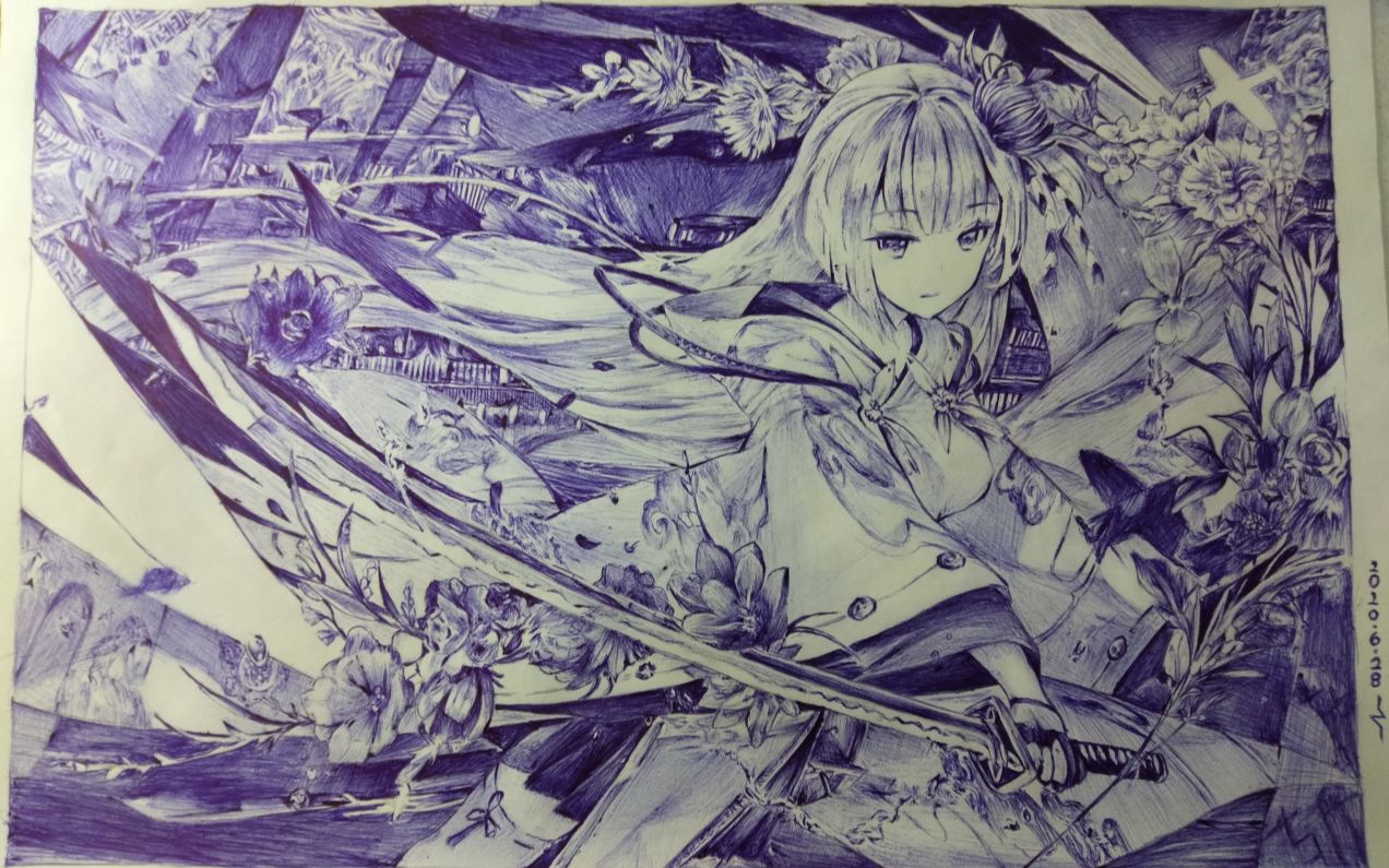 [圆珠笔画]三分钟带你看菜菜up临摹藤原