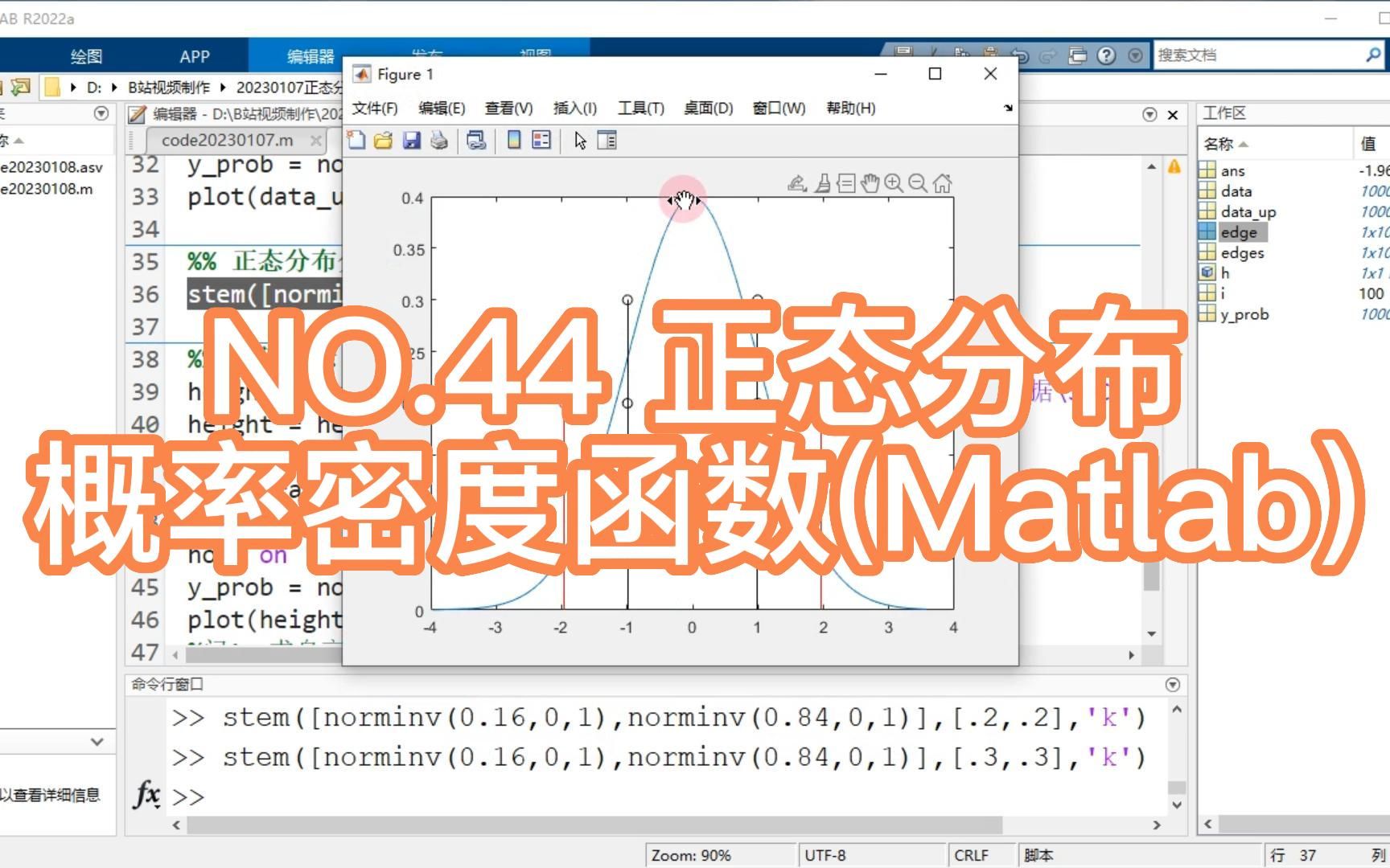 NO.44 正态分布概率密度函数(Matlab)哔哩哔哩bilibili