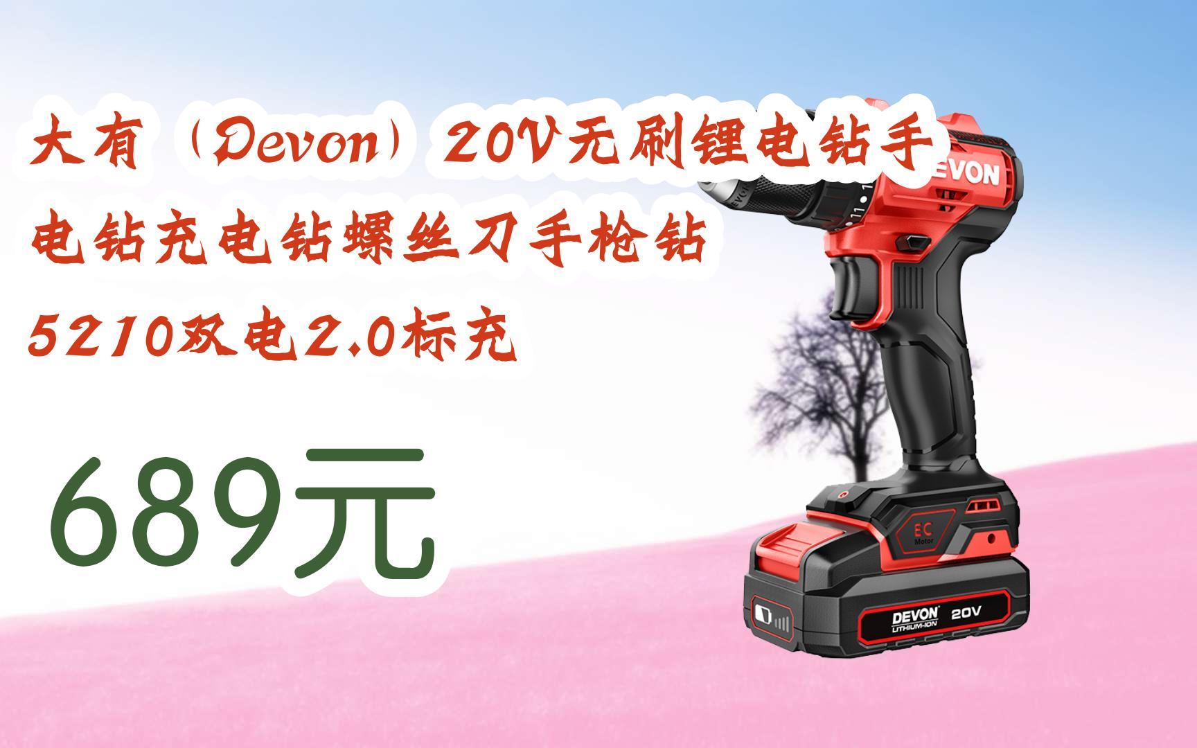 【掃碼|京東領取雙十一特價】 大有(devon)20v無刷鋰電鑽手電鑽充電鑽