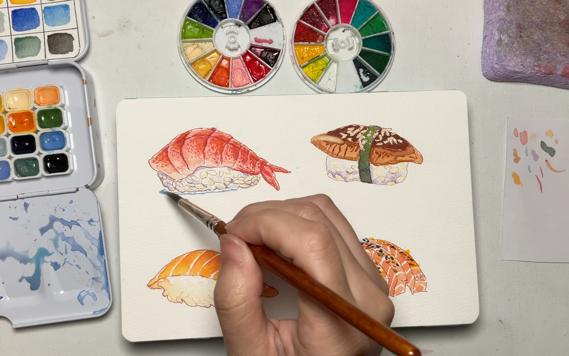 27/100 水彩手绘寿司呀