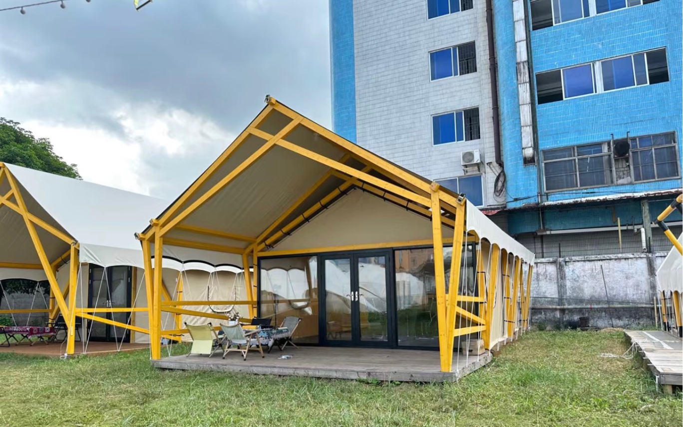 星野轻奢帐篷 落地玻璃门 双层 pvc篷布设计 5×8 5×9 两种尺寸