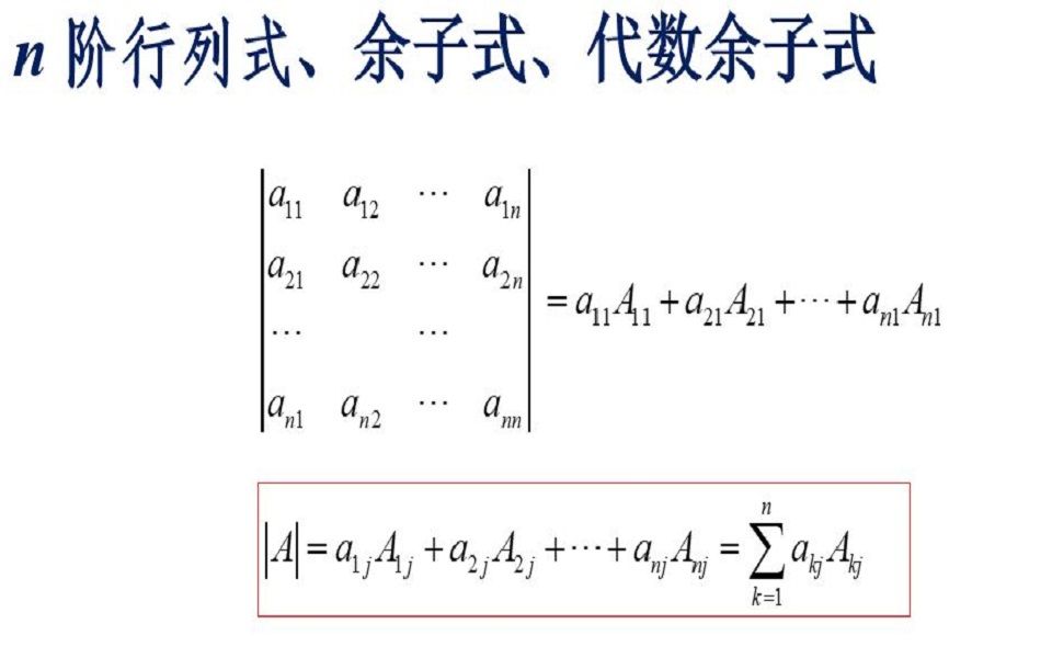 212余子式与代数余子式及n行列式按行按列展开定义哔哩哔哩bilibili