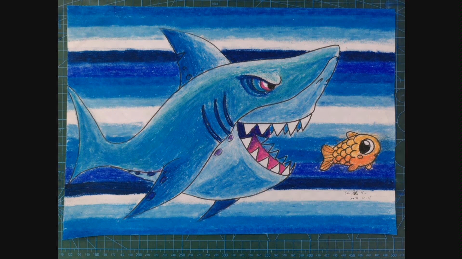 鲨鱼油画棒图片