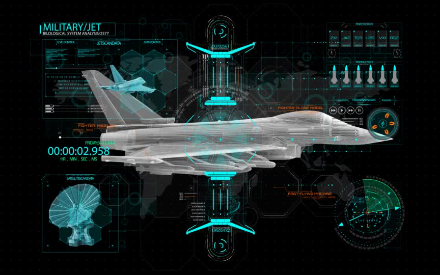 ae模板-f16战斗机 隐形战斗机hud 军事雷达 信息军事界面