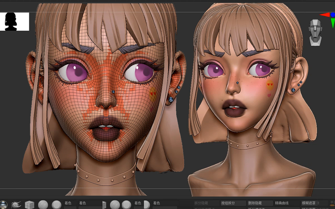【zbrush角色建模】高质量美型角色雕刻,3d人物角色建模新手教程