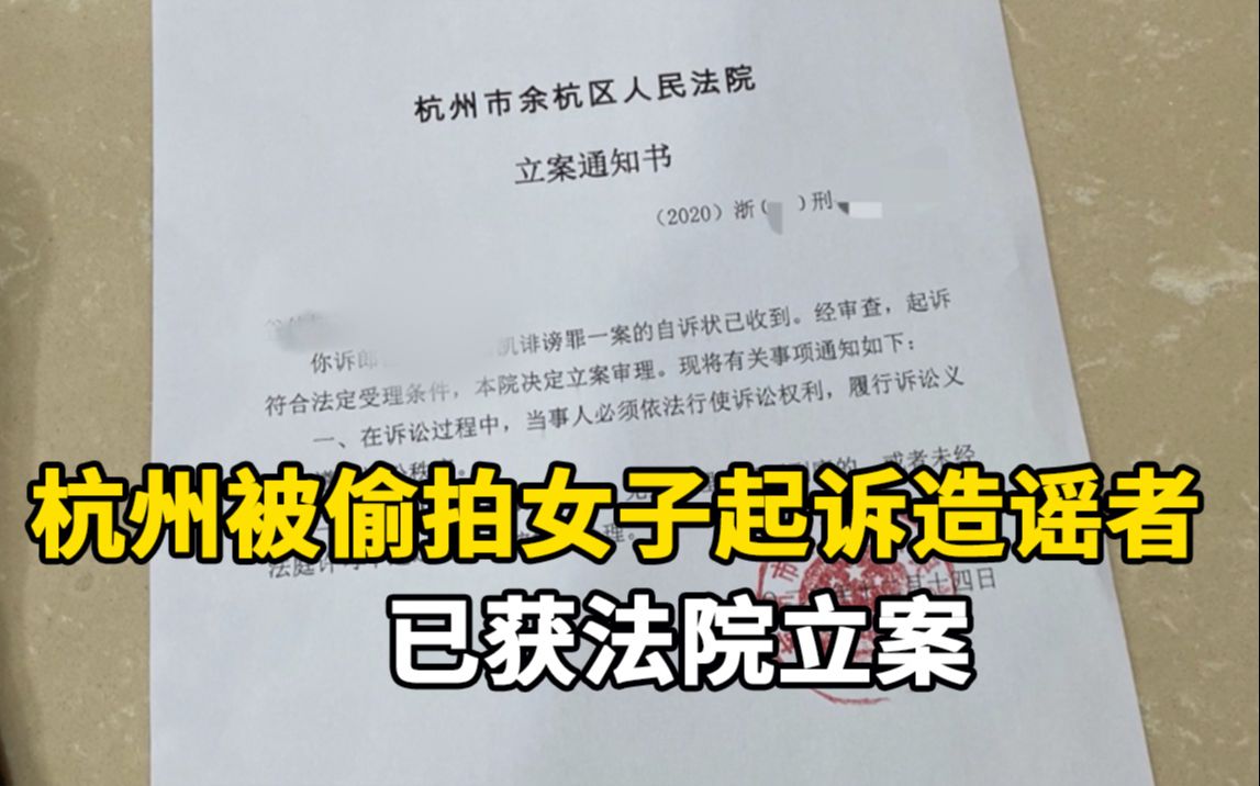 杭州被偷拍造谣女子提起刑事自诉,已获法院立案哔哩哔哩bilibili