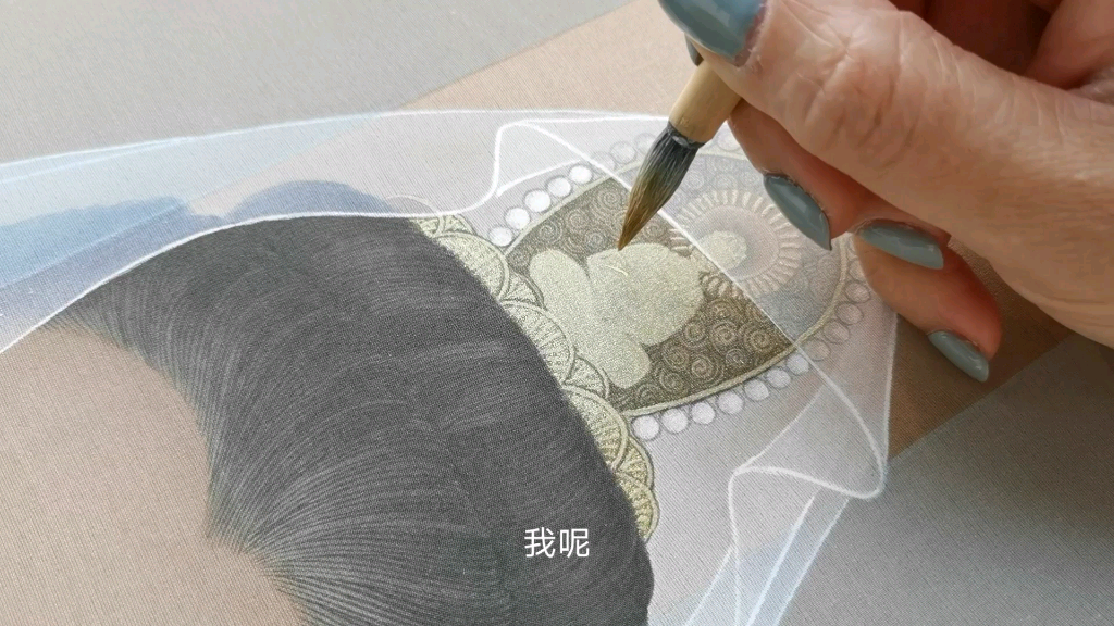 【工笔画】白衣观音描金哔哩哔哩bilibili