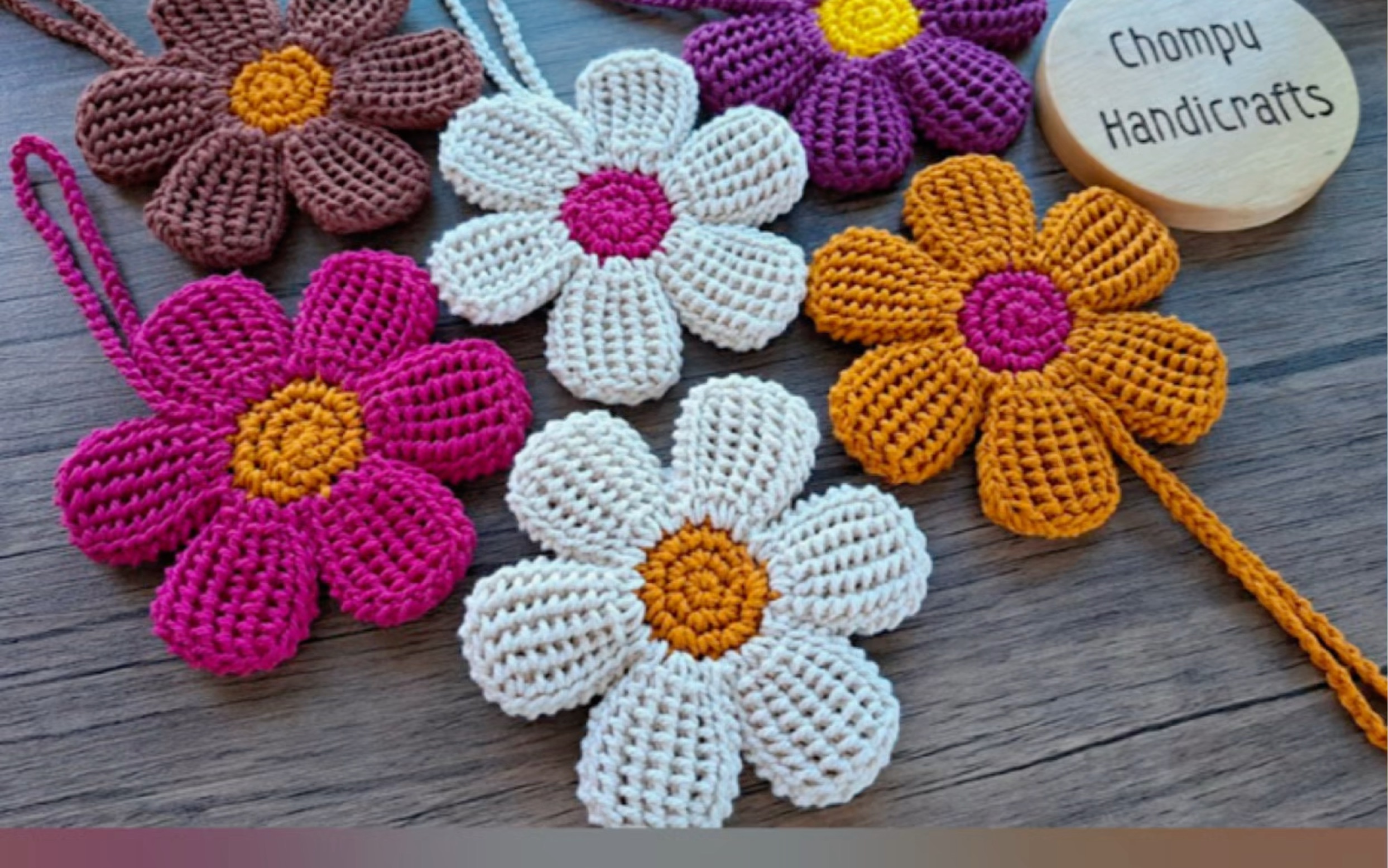 编织阿富汗针立体花朵挂件