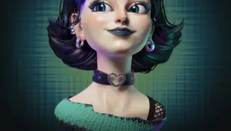 哇~真的没想到blender雕刻和表情实时捕捉动画这么强！-Blender雕刻卡通角色《哥特女孩》胸像制作流程【雕刻丨材质丨表情实时捕捉丨动画】
