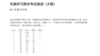 机器学习期末考试速成（大题）-02朴素贝叶斯