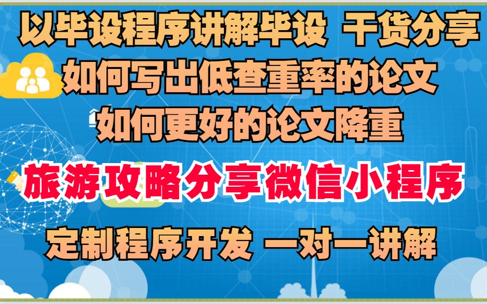 以旅游攻略小程序讲解计算机毕业设计 如何写出低查重率的毕业论文 毕业设计论文如何降重 干货分享 订单列表哔哩哔哩bilibili