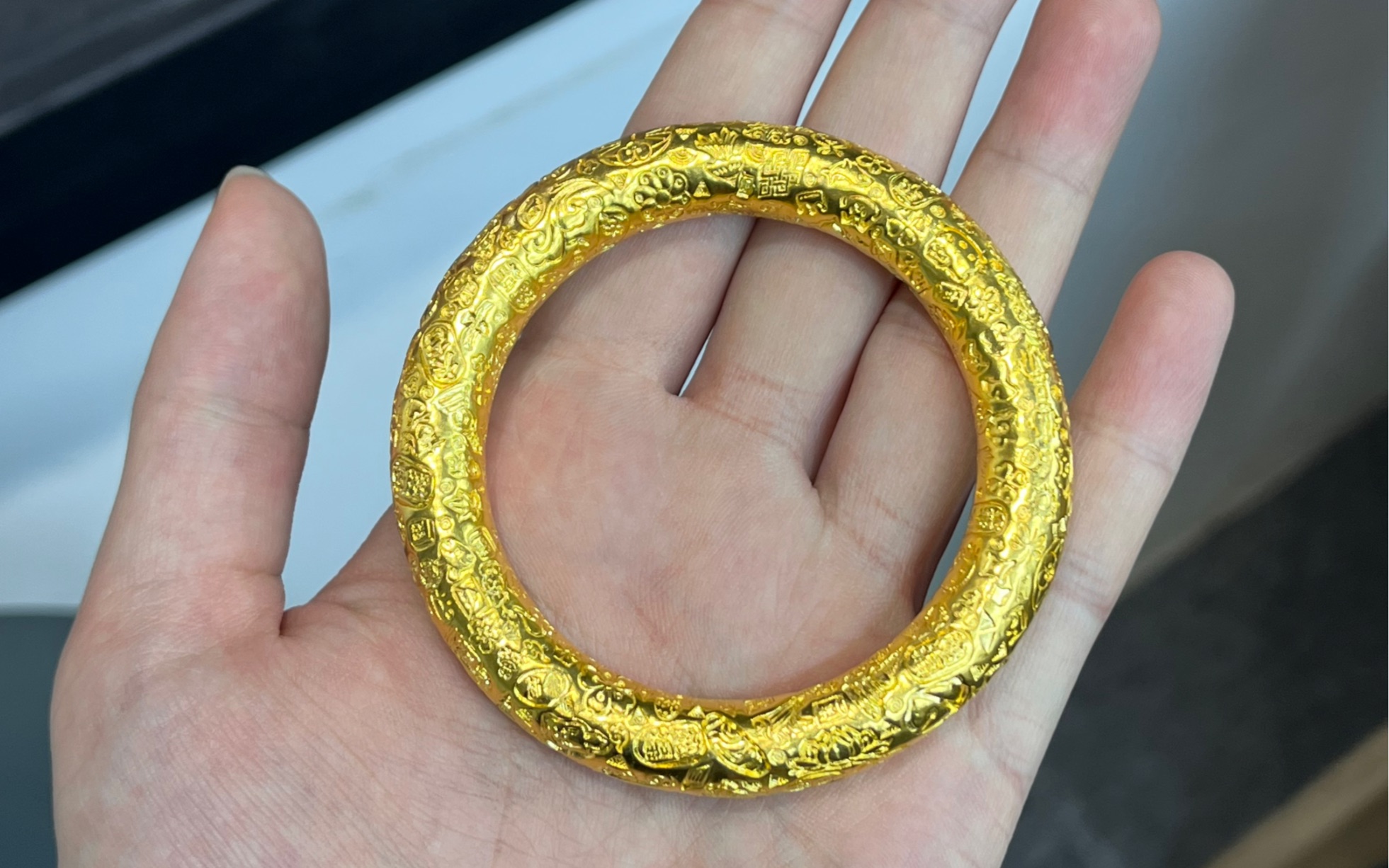 130克金手镯爆改281克黄金吉言手镯,左手戴满一斤黄金!